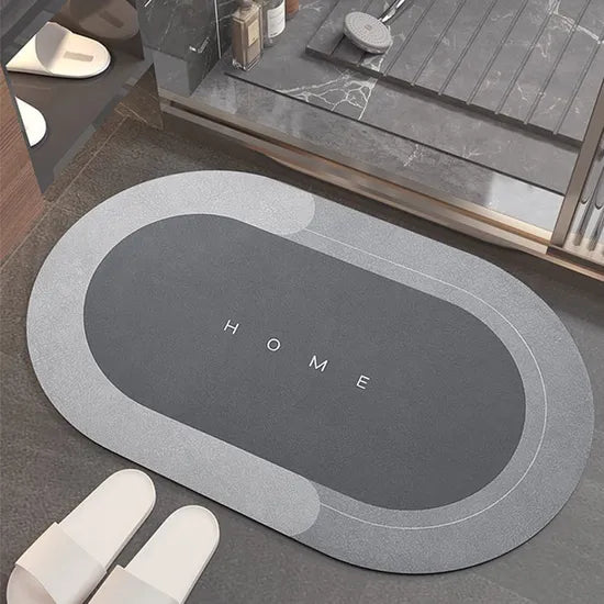 Alfombra de ducha súper absorbente ovalada gris